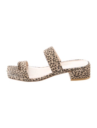 Stuart Weitzman Suede Animal Print Slides