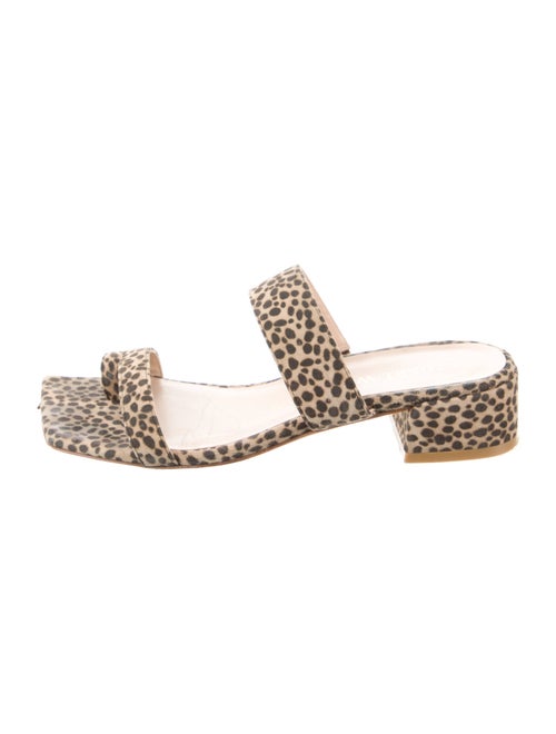 Stuart Weitzman Suede Animal Print Slides