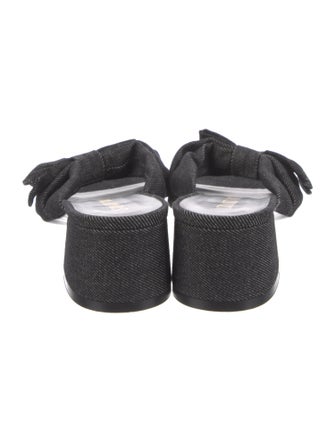 Stuart Weitzman Denim Bow Accents Slides