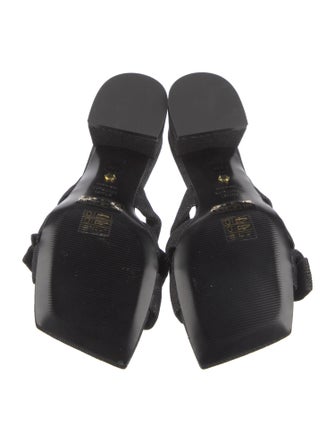 Stuart Weitzman Denim Bow Accents Slides