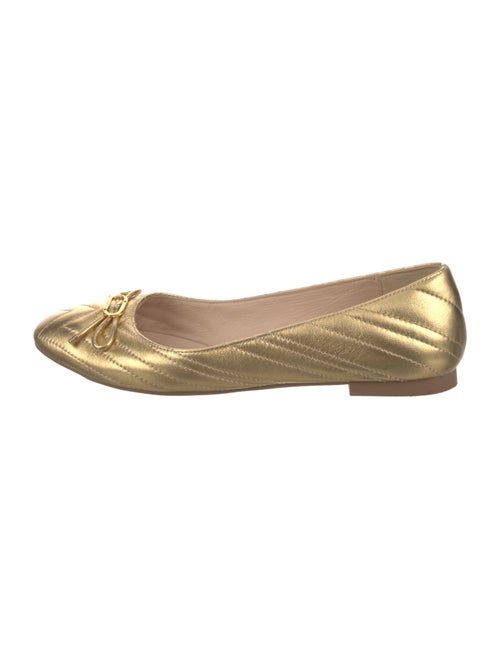 Stuart Weitzman Leather Bow Accents Ballet Flats