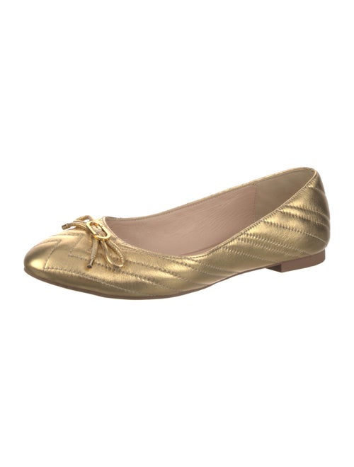 Stuart Weitzman Leather Bow Accents Ballet Flats