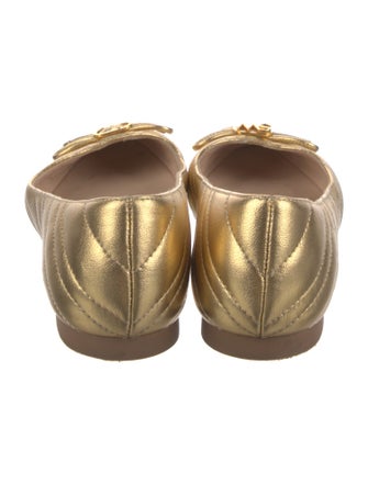 Stuart Weitzman Leather Bow Accents Ballet Flats