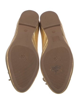 Stuart Weitzman Leather Bow Accents Ballet Flats