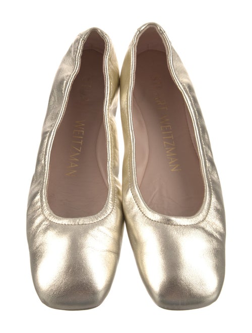 Stuart Weitzman Leather Bow Accents Ballet Flats