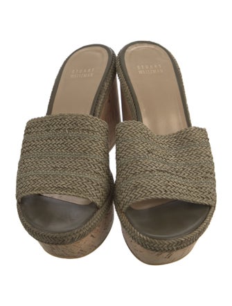 Stuart Weitzman Leather Braided Accents Slides