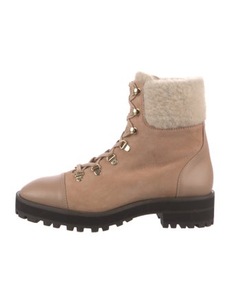 Stuart Weitzman Suede Printed Combat Boots
