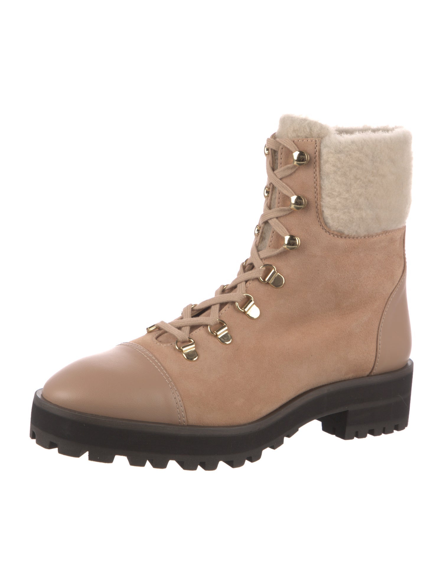 Stuart Weitzman Suede Printed Combat Boots