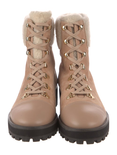 Stuart Weitzman Suede Printed Combat Boots