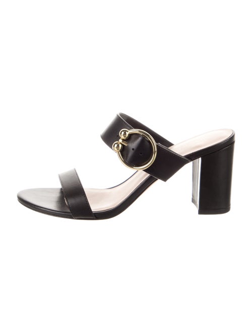 Stuart Weitzman Faux Pearl Accents Leather Slides