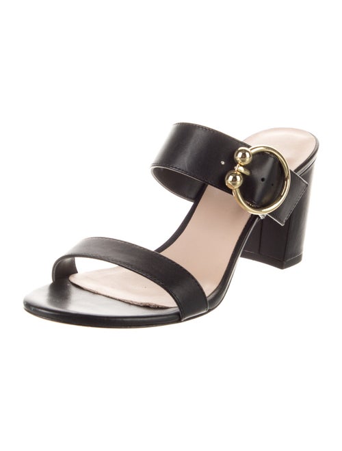 Stuart Weitzman Faux Pearl Accents Leather Slides