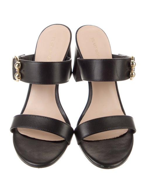 Stuart Weitzman Faux Pearl Accents Leather Slides