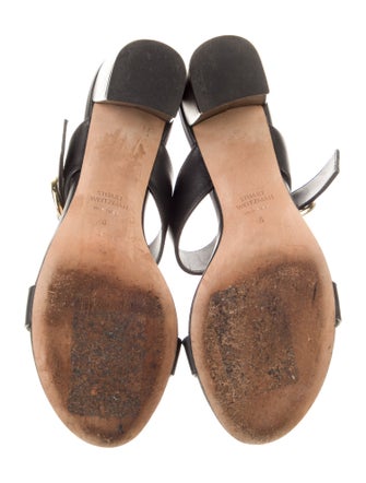 Stuart Weitzman Faux Pearl Accents Leather Slides