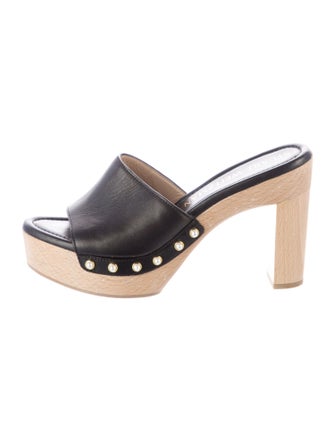 Stuart Weitzman Leather Studded Accents Slides