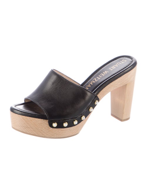 Stuart Weitzman Leather Studded Accents Slides
