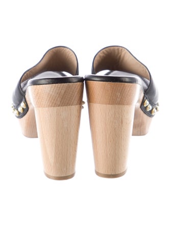 Stuart Weitzman Leather Studded Accents Slides