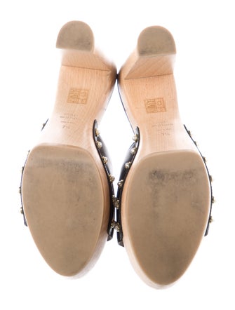 Stuart Weitzman Leather Studded Accents Slides