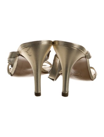 Stuart Weitzman Leather Crystal Embellishments Slides