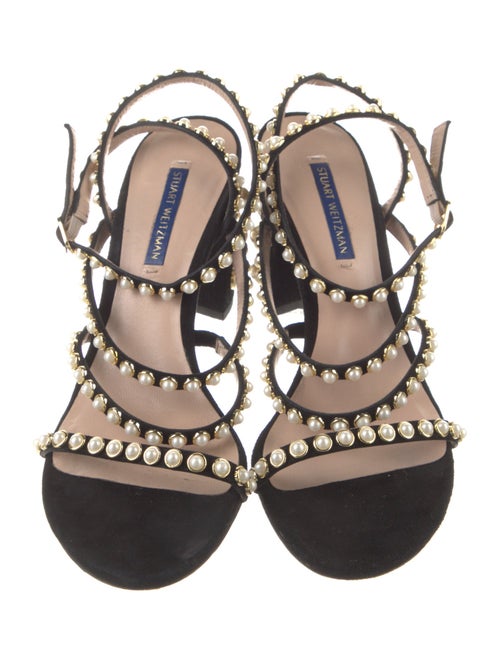 Stuart Weitzman Suede Studded Accents Sandals