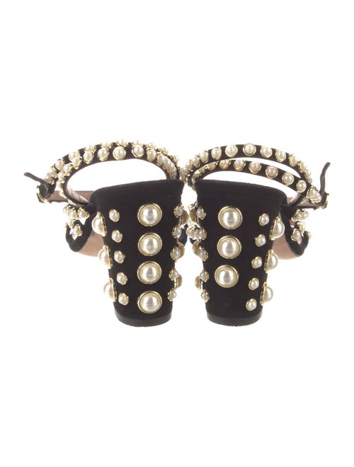 Stuart Weitzman Suede Studded Accents Sandals