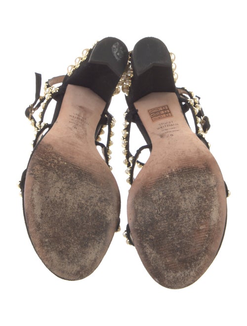 Stuart Weitzman Suede Studded Accents Sandals