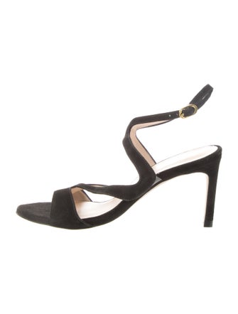 Stuart Weitzman Suede Glitter Accents Gladiator Sandals