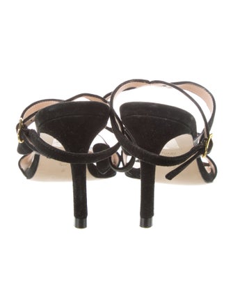 Stuart Weitzman Suede Glitter Accents Gladiator Sandals