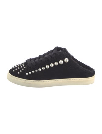 Stuart Weitzman Faux Pearl Accents Suede Sneakers