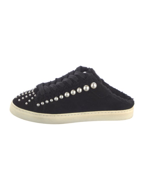 Stuart Weitzman Faux Pearl Accents Suede Sneakers