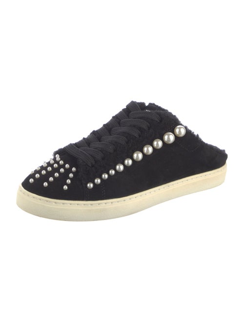 Stuart Weitzman Faux Pearl Accents Suede Sneakers