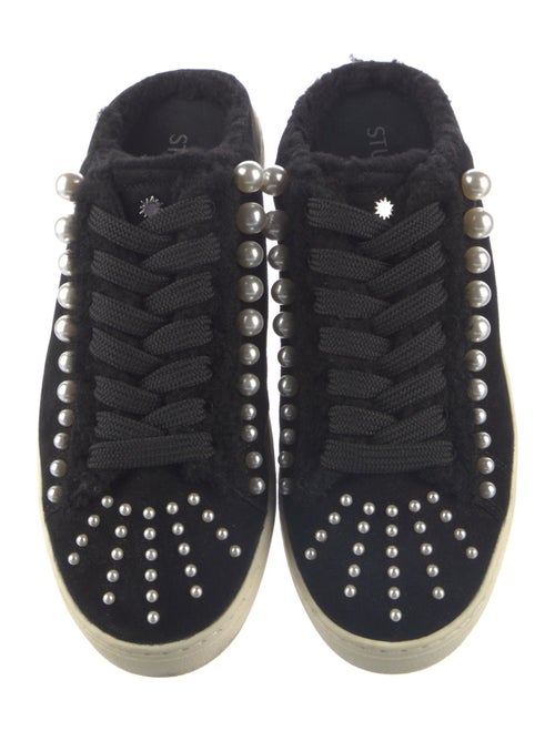 Stuart Weitzman Faux Pearl Accents Suede Sneakers