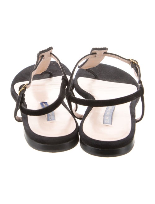 Stuart Weitzman Suede Crystal Embellishments T-Strap Sandals