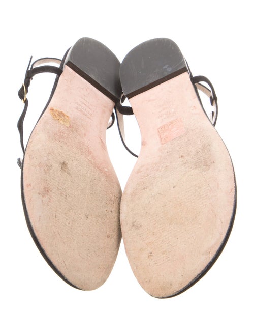 Stuart Weitzman Suede Crystal Embellishments T-Strap Sandals