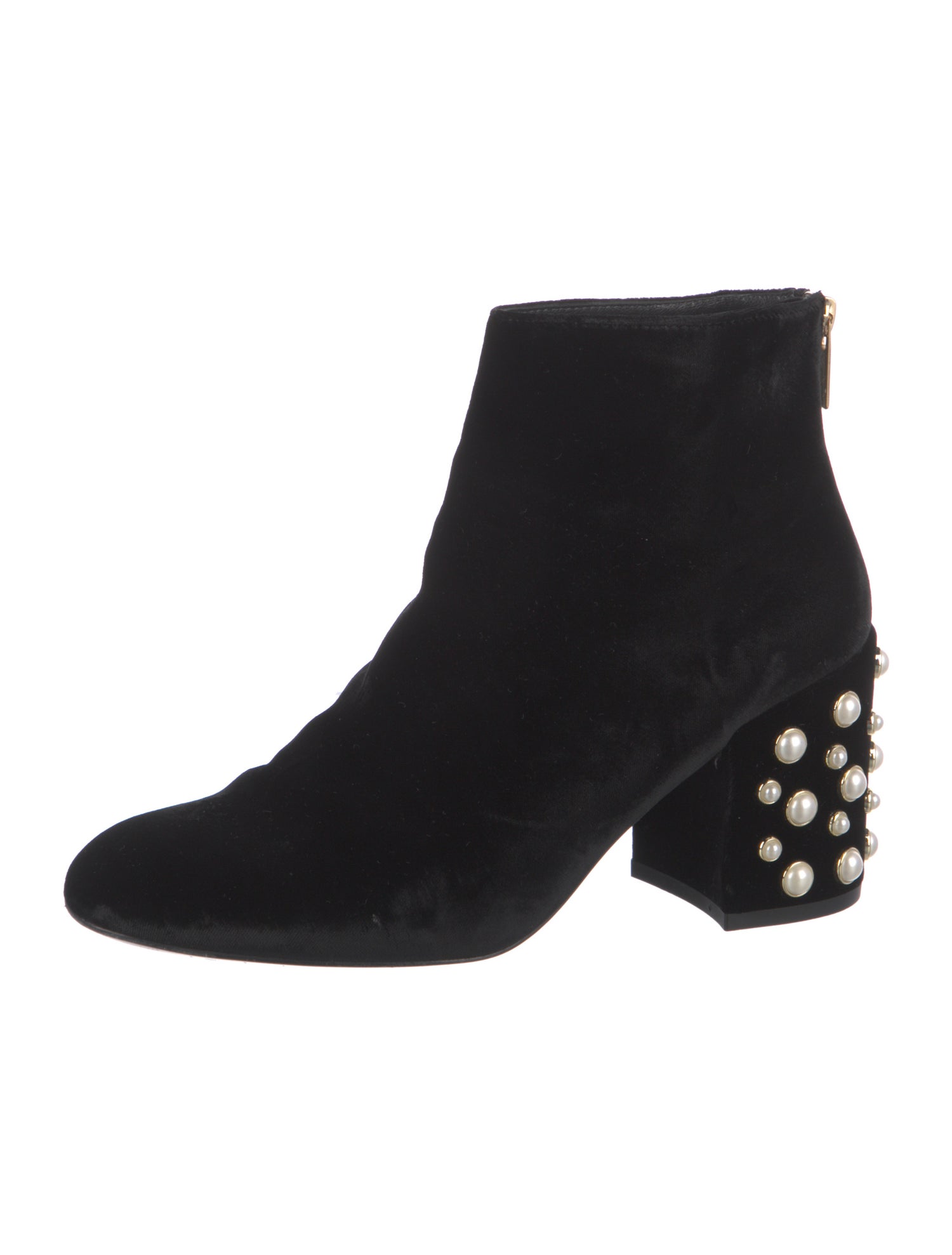 Stuart Weitzman Faux Pearl Accents Velvet Boots