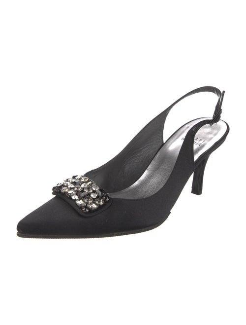 Stuart Weitzman Satin Crystal Embellishments Slingback Pumps