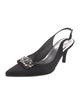 Stuart Weitzman Satin Crystal Embellishments Slingback Pumps