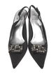 Stuart Weitzman Satin Crystal Embellishments Slingback Pumps