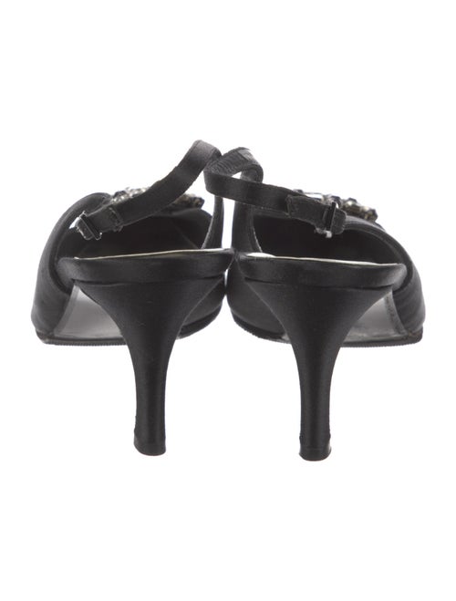 Stuart Weitzman Satin Crystal Embellishments Slingback Pumps