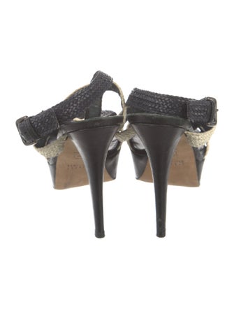 Stuart Weitzman Leather Animal Print Slingback Sandals