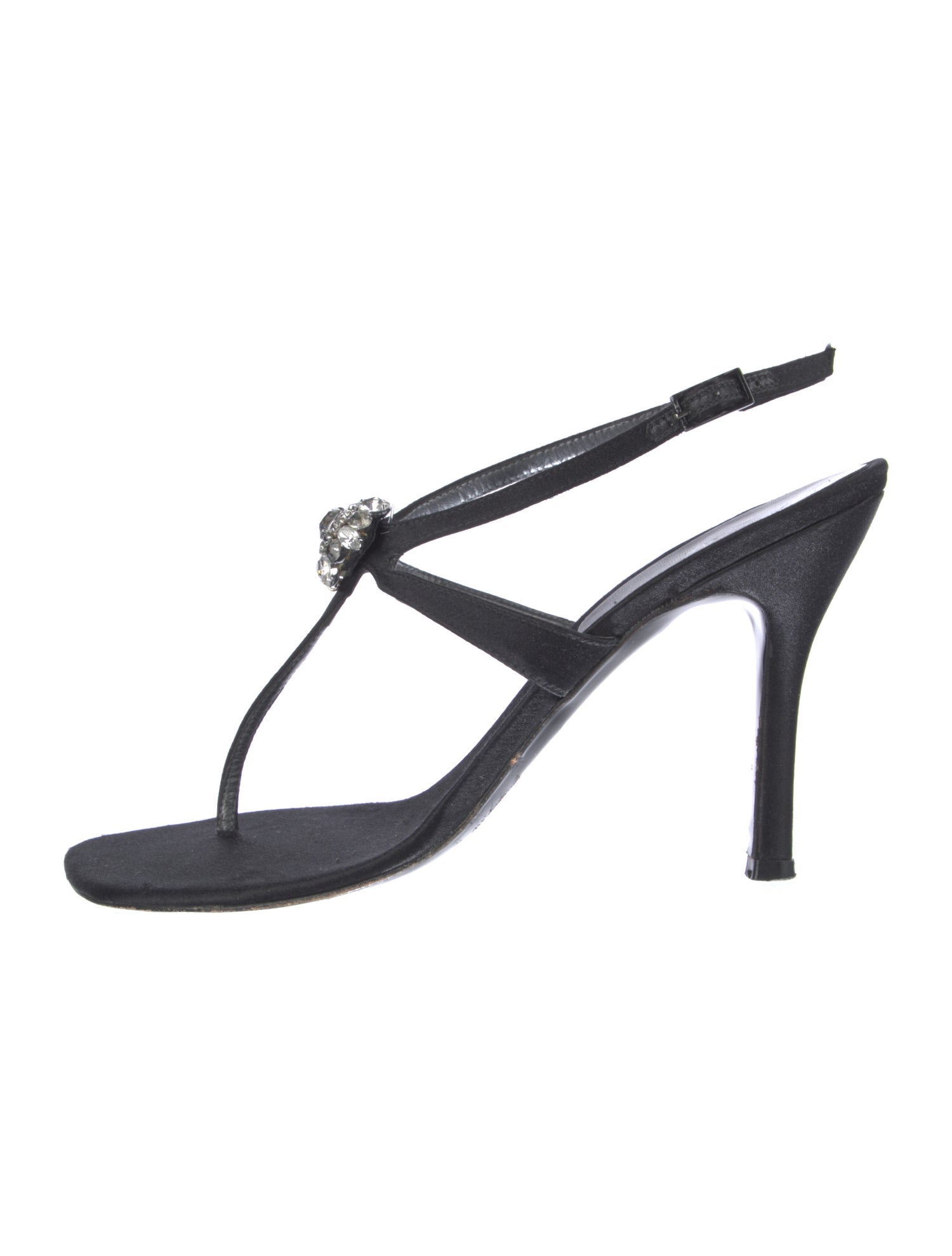 Stuart Weitzman Satin Crystal Embellishments Sandals