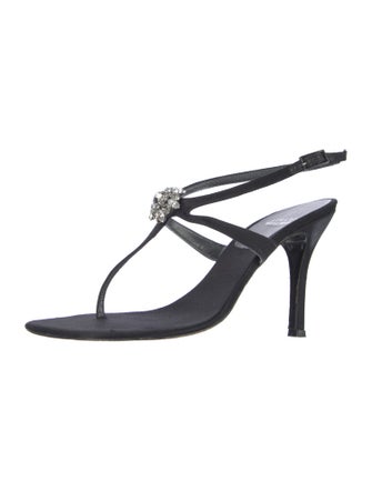 Stuart Weitzman Satin Crystal Embellishments Sandals