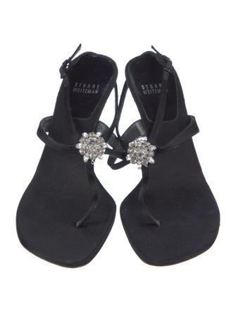 Stuart Weitzman Satin Crystal Embellishments Sandals