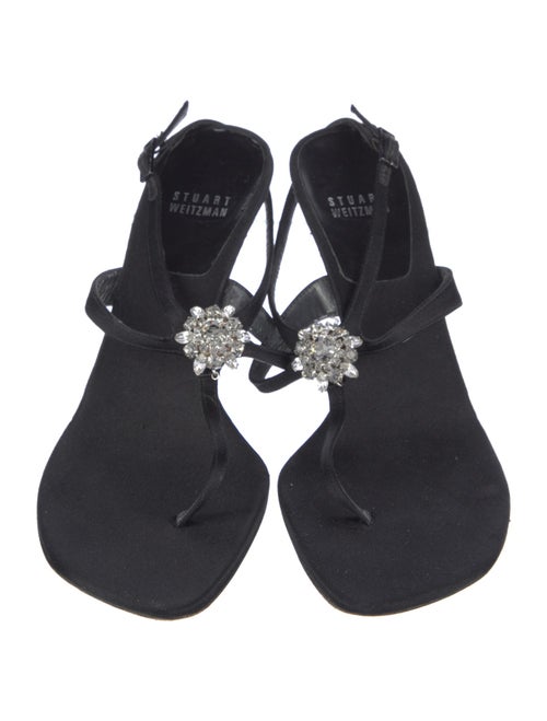 Stuart Weitzman Satin Crystal Embellishments Sandals