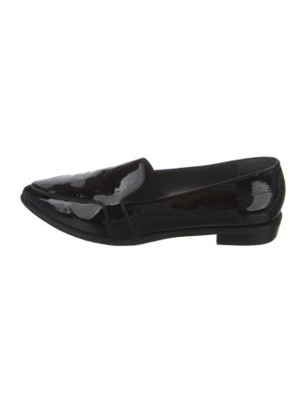 Stuart Weitzman Patent Leather Bow Accents Loafers