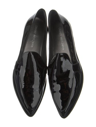 Stuart Weitzman Patent Leather Bow Accents Loafers