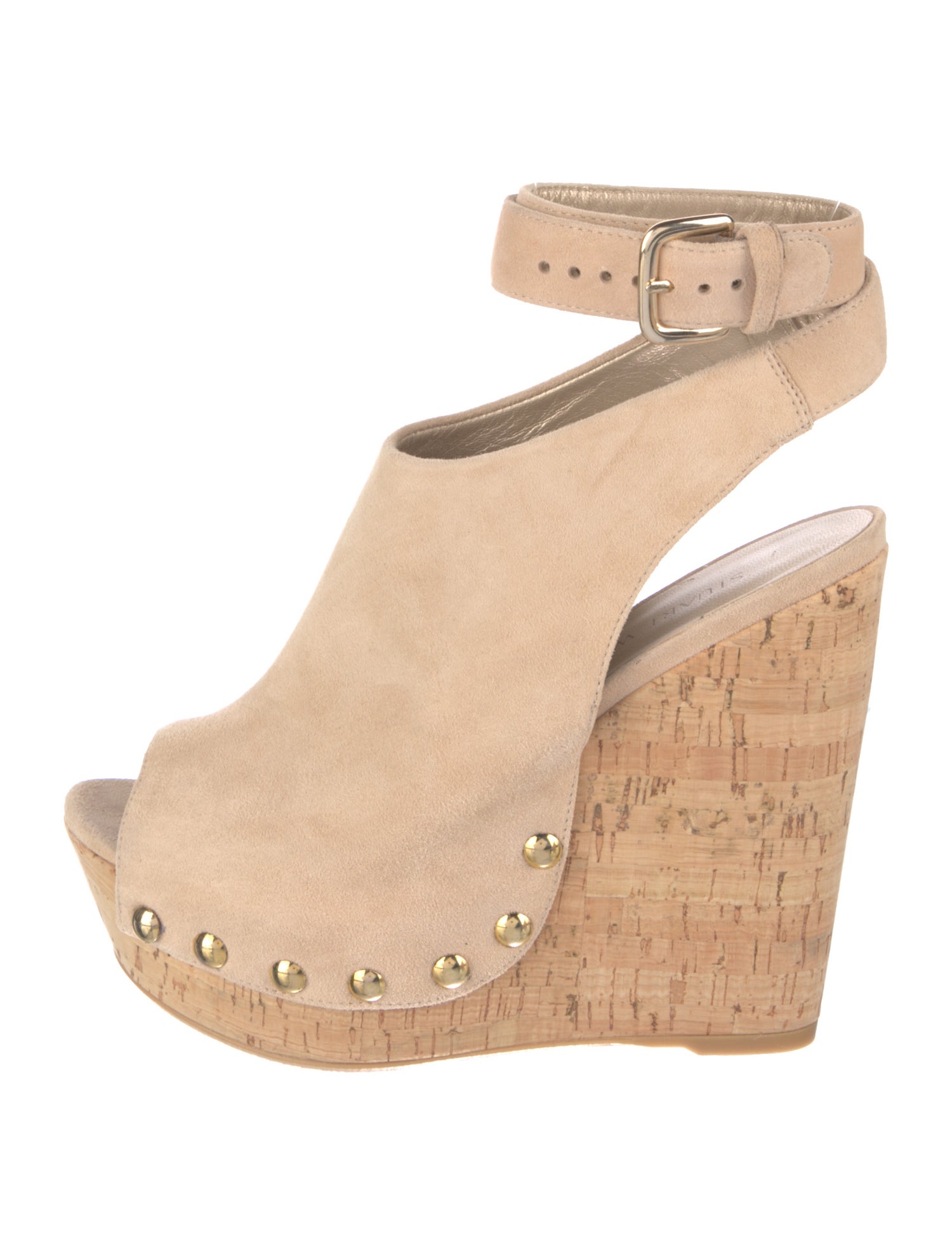 Stuart Weitzman Suede Studded Accents Sandals