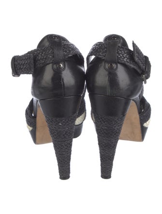 Stuart Weitzman Straw Colorblock Pattern Slingback Sandals