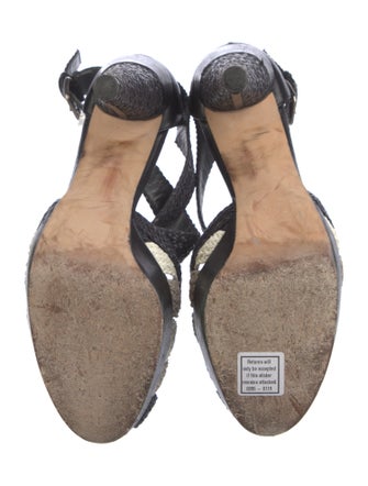 Stuart Weitzman Straw Colorblock Pattern Slingback Sandals