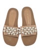 Stuart Weitzman Leather Beaded Accents Slides