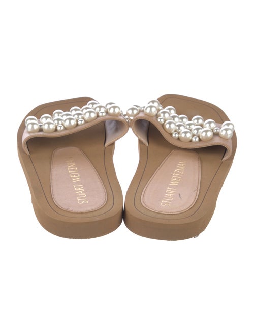 Stuart Weitzman Leather Beaded Accents Slides